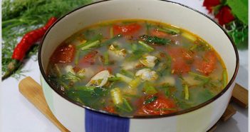 canh ngao chua nấu sấu